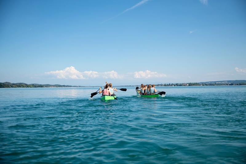 Kanu fahren auf dem See im Actioncamp am Bodensee