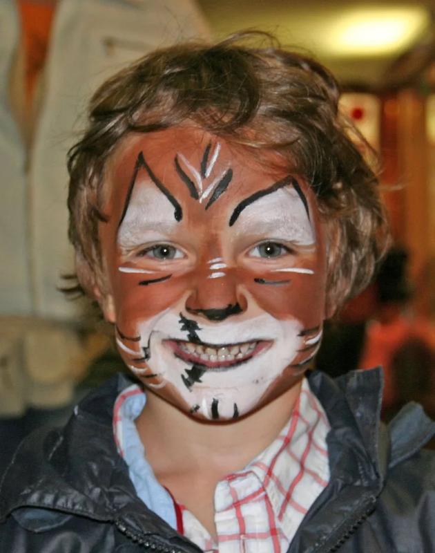 Junge ist als Tiger geschminkt im Sommercamp Steiermark