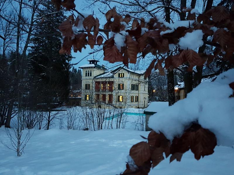 Der Garten und die Unterkunft im Winter-Camp für Kinder