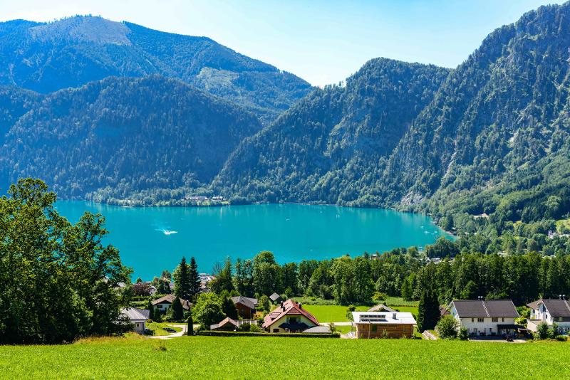 Ausblick zum See in der Nähe vom Feriencamp Mondsee